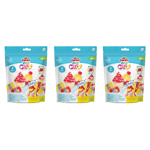 3x 4pc Play-Doh Crunchy Cupcake Air Clay Confections Set Kids Toy 3y+