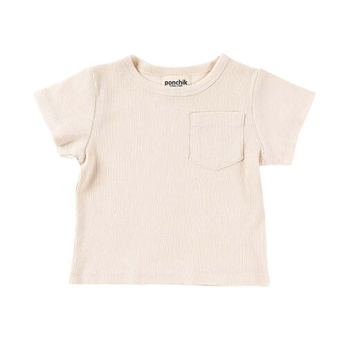 Ponchik Ribbed Cotton T Shirt Wheat Size 2y