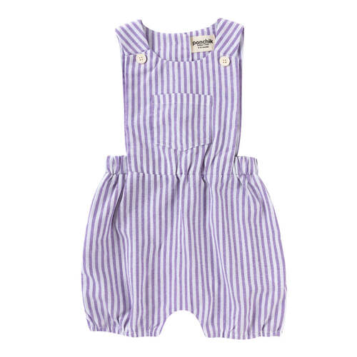 Ponchik Cotton Pinafore Overalls Lilac Stripe Size 3-6m