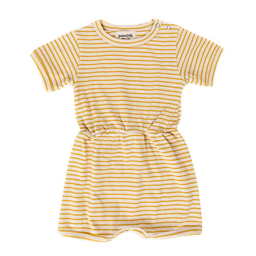 Ponchik Ribbed Cotton Romper Sunshine Stripe Size 12-18m