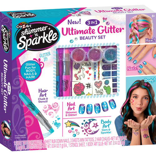 Shimmer 'n Sparkle Kids/Children 3in1 Ultimate Glitter Beauty Set 8y+