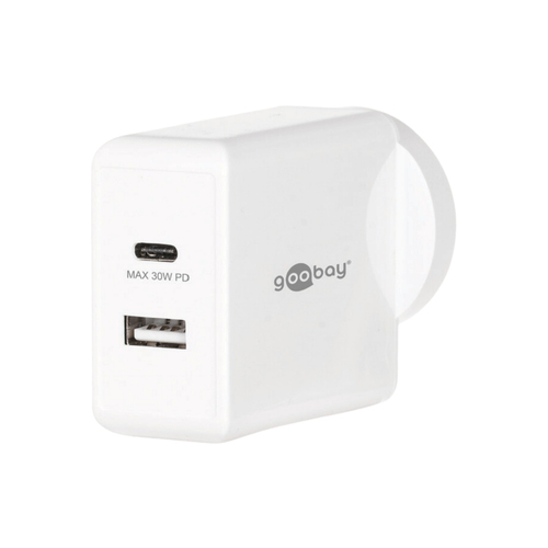 Goobay Wall Charger Adapter ANZ 30W USB-C PD/USB-A - White
