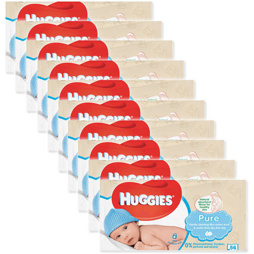 10x Huggies 56 Wipes Pure Soft Gentle Baby Wipe