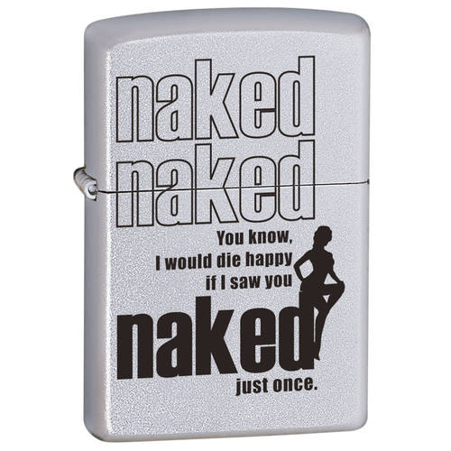 Zippo "Naked Naked" Genuine Satin Chrome Finish Cigar Cigarette Pocket Lighter