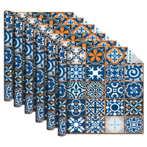 6x Boyle Self Adhesive 1.5mx45cm Vinyl Film - Moroccan Tiles Blue