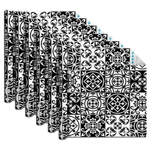 6x Boyle Self Adhesive 1.5mx45cm Vinyl Film - Moroccan Tiles Black & White