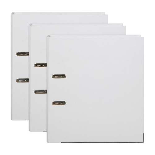 3PK Marbig PE Linen Lever Arch File Folder A4 Document Organiser - White