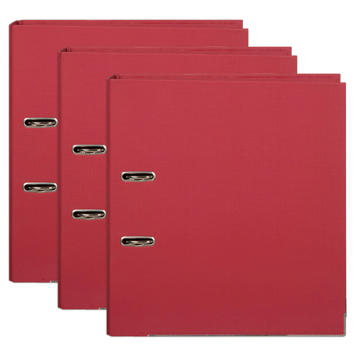3PK Marbig PE Lever Arch File Folder A4 Document Organiser - Deep Red