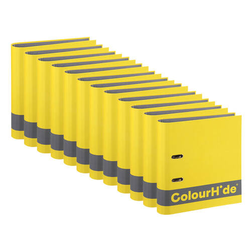 12PK ColourHide A4 70mm 375 Sheets Silky Touch Lever Arch File - Yellow