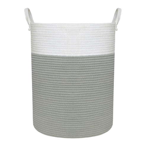 Living Textiles 50cm Cotton Rope Hamper Large - White/Sage