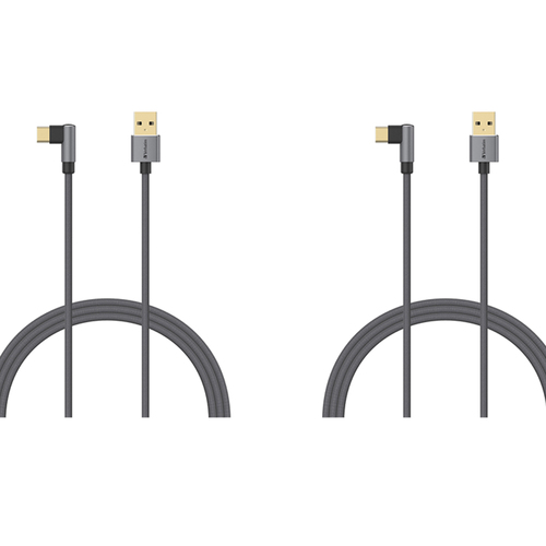2x Verbatim Type C to USB A 2.0 Cable L-Shaped 120cm Grey