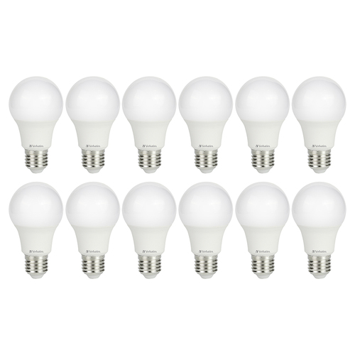12PK Verbatim E27 Screw Cool White Classic A Light Globe/Bulb 5.5W/510lm/4000K