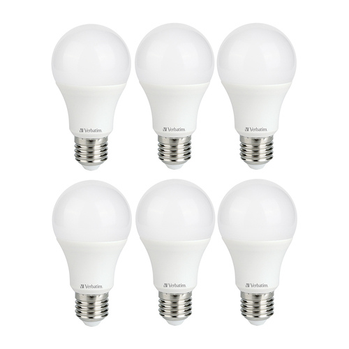 6PK Verbatim E27 Screw Cool White Classic A Dimming Light Bulb 8.5W/850lm/4000K