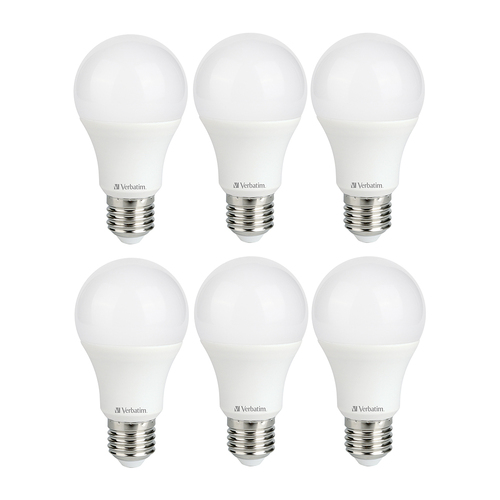 6PK Verbatim E27 Screw Cool White Classic A Dimming Light Bulb 8.5W/850lm/4000K