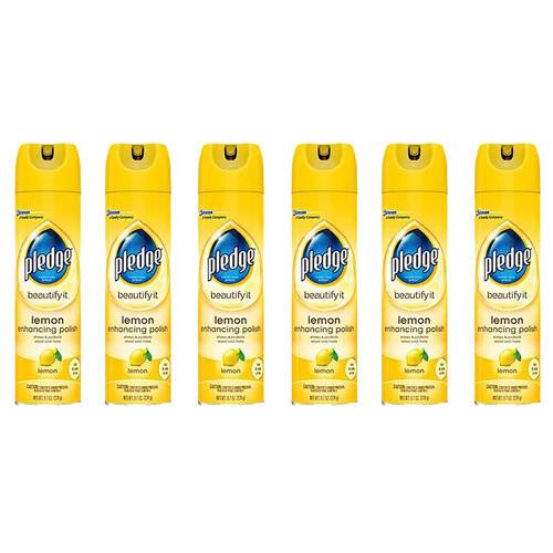 6PK Pledge Beautify It Enhancing Polish Aerosol Furniture Spray 330ml - Lemon