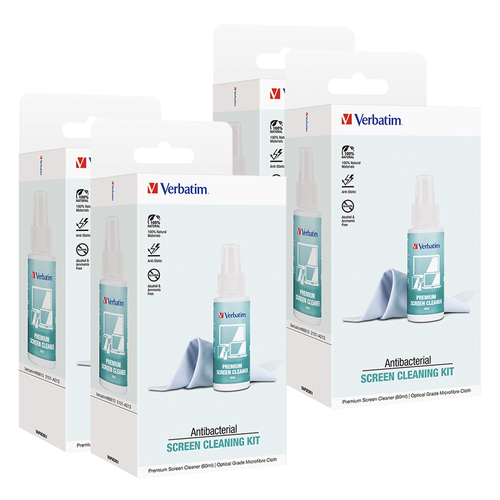 4x Verbatim Premium Screen Cleaning Kit w/ 60ml Spray/Cloth