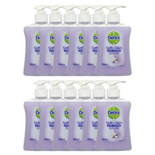 12PK Dettol 250ml Soft on Skin Liquid Hand Wash - Vanilla & Orchid