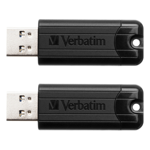 2x Verbatim Pinstripe Microban 32GB USB 3.0 Drive - Black
