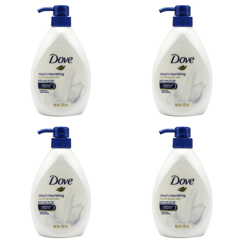 4PK Dove 550ml Body Wash Moisturising Bath Soap Deeply Nourishing
