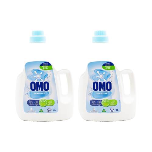 2PK OMO Sensitive Laundry Liquid/Detergent Dermatologically Tested 80 Washes 4L