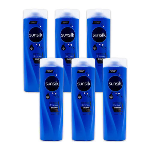 6PK Sunsilk 350ml Shampoo Detox For Men w/ Eucalyptus & Vitamin B5