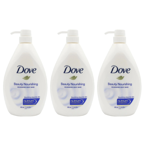 3PK Dove 800ml Body Wash Beauty Nourishing Care w/ Pump