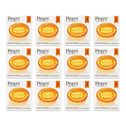 36pc Pears Pure & Gentle 75g Transparent Bar Soap Bath Cleanser