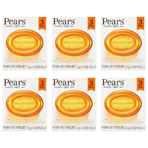 18pc Pears Pure & Gentle 75g Transparent Bar Soap Bath Cleanser