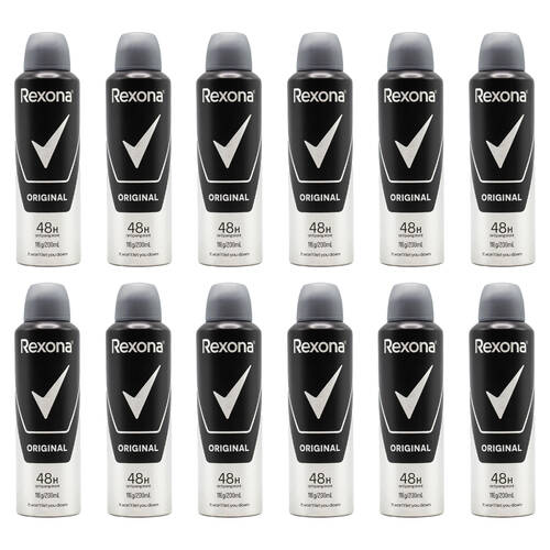 12PK Rexona 116g/200ml Antiperspirant Deodorant Spray Original
