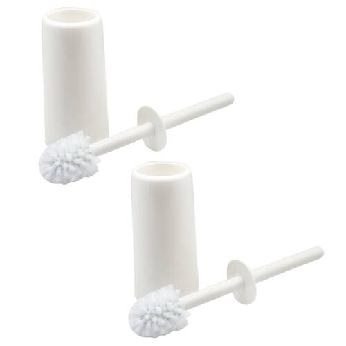 2PK White Glove Plastic Toilet Brush & Holder - White