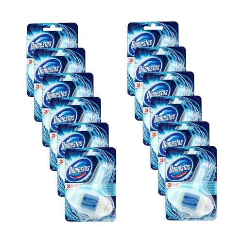 12PK Domestos 3-in-1 Toilet Bowl Block Cleaner Atlantic 40g Bathroom Fragrance