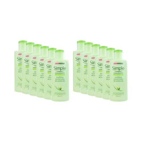 12PK Simple Soothing Facial Toner 100% Alcohol Free For All Skin Types 200ml
