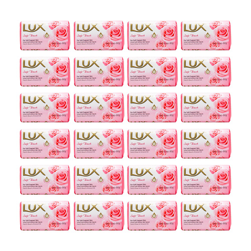 24PK Lux 80g Bar Soap French Rose & Almond Oil - Soft Touch