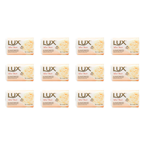 12PK Lux 80g Bar Soap Jasmine & Almond Oil - Velvet Touch