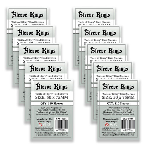 10PK 110pc Sleeve Kings 50x75mm Board Game Card Sleeves Sails of Glory
