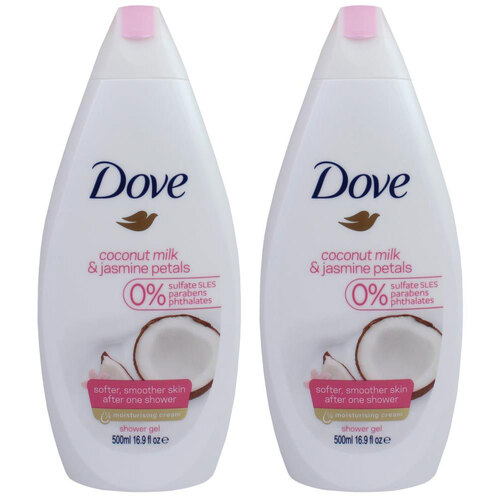 2PK Dove 500ml Shower Gel Body Wash Coconut Milk & Jasmine Petals
