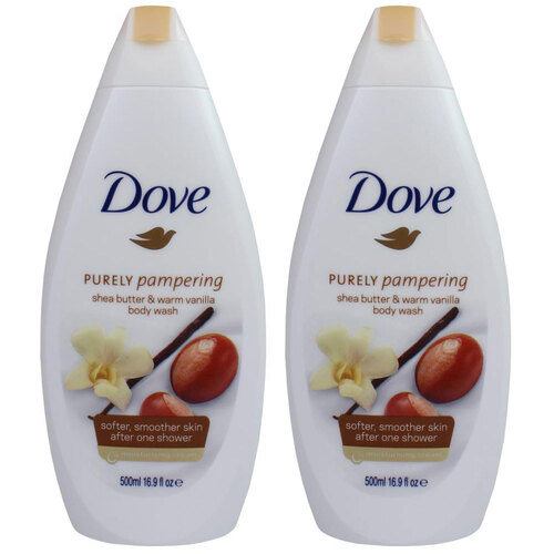 2PK Dove 500ml Body Wash Shea Butter & Warm Vanilla Purely Pampering