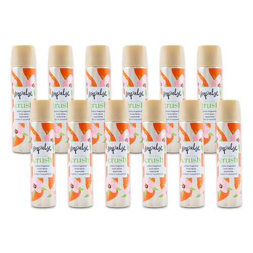 12PK Impulse 50G Ladies Scent Body Spray Perfume Fragrance Instant Crush