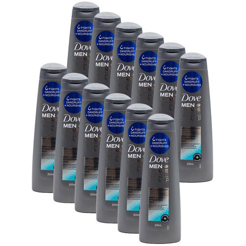 12PK Dove Men Care 300ml Shampoo Anti-Dandruff 2in1 Deep Clean Hydration