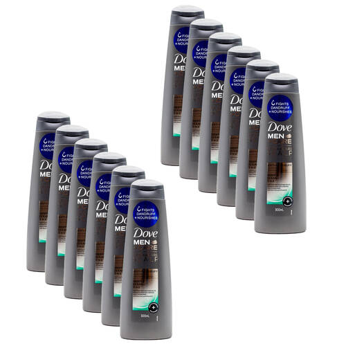12PK Dove Men Care Anti-Dandruff Shampoo 2in1 Gentle Clean 300ml 