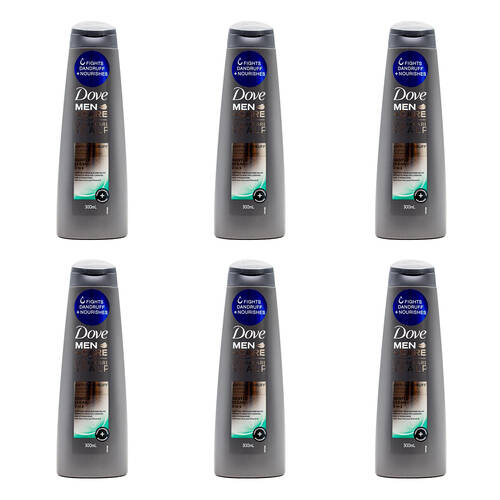 6PK Dove Men Care Anti-Dandruff Shampoo 2in1 Gentle Clean 300ml 