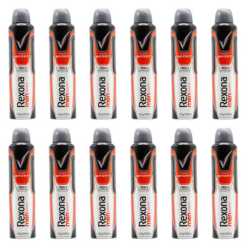12PK Rexona 145g/250ml Deodorant Men Sport Antiperspirant Body Spray