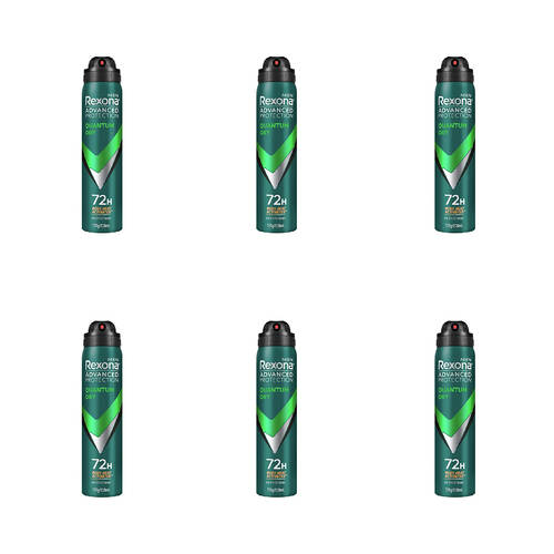 6PK Rexona Men 220ml Antiperspirant Deodorant Spray 72h Protection Quantum Dry
