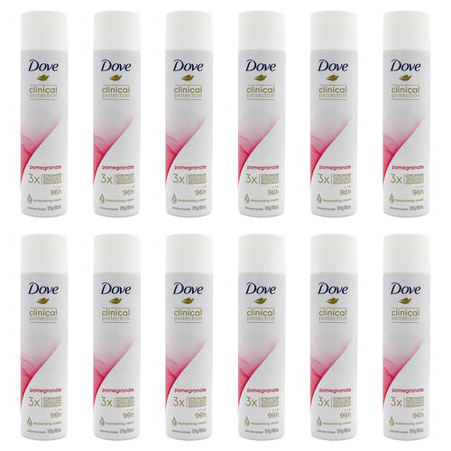 12PK Dove 109g/180ml Clinical Protection Deodorant Spray Pomegranate