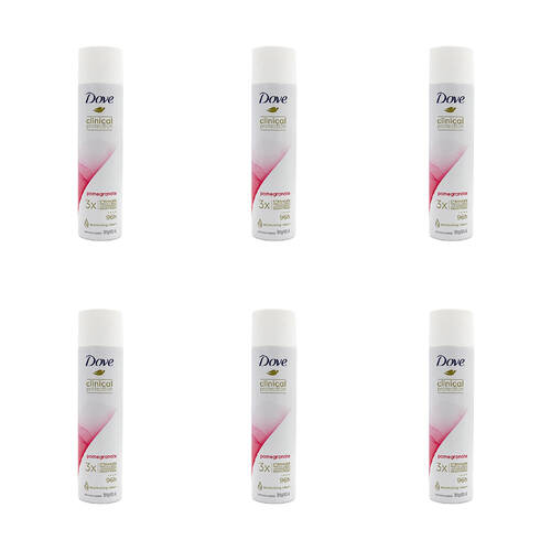 6PK Dove 109g/180ml Clinical Protection Deodorant Spray Pomegranate