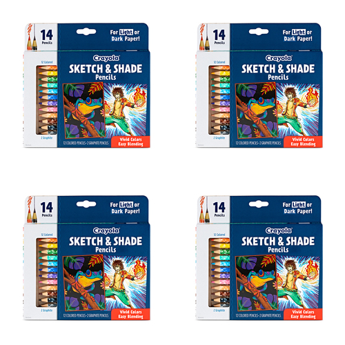 56pc Crayola Kids/Childrens Creative Sketch & Shade Pencils 96m+
