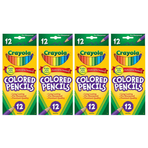 4x 12PK Crayola Full Sized Coloured Pencils