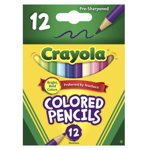 12PK Crayola Half Size Coloured Pencils
