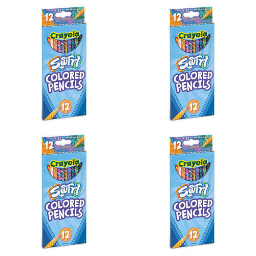 4x 12pc Crayola Swirl Coloured Pencils Colouring Tools Kids 3y+