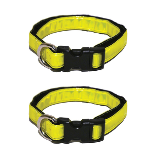 2PK Rosewood High Vis Reflective Pet/Dog Collar Animal Neck Strap Choker M Yellow